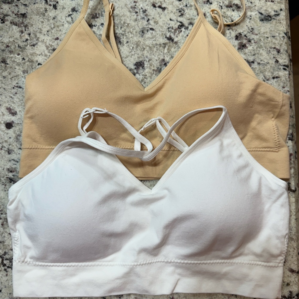 Abound Beige and White Bralette Duo